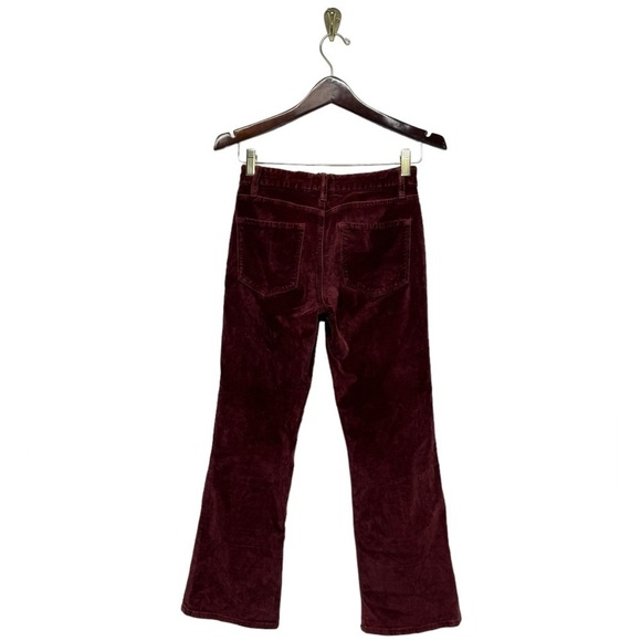 FRAME Le Crop Mini Boot Cotton-Blend Velvet Kick-Flare Pants Pinot 24 - Picture 8 of 11
